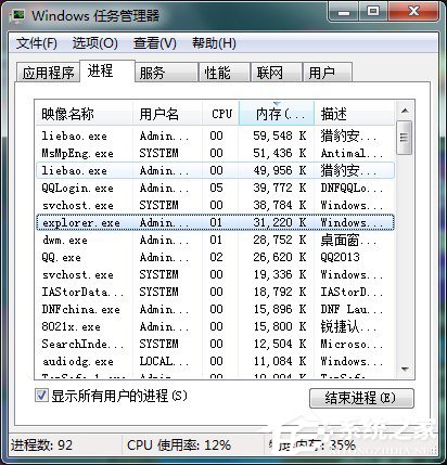 Win7任務管理器中哪些進程可以關閉？