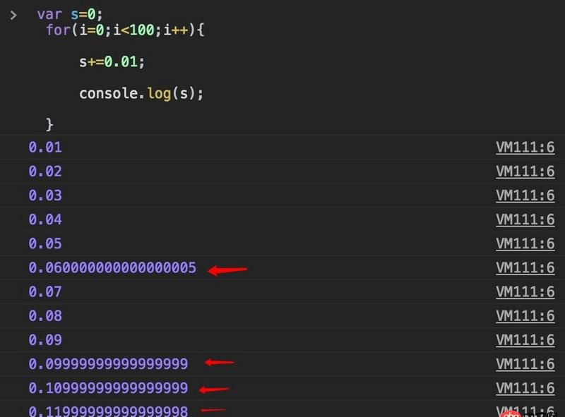 javascript - 在  for 循環中，表達式s+=0.01輸出的s為什么不是等差數列？