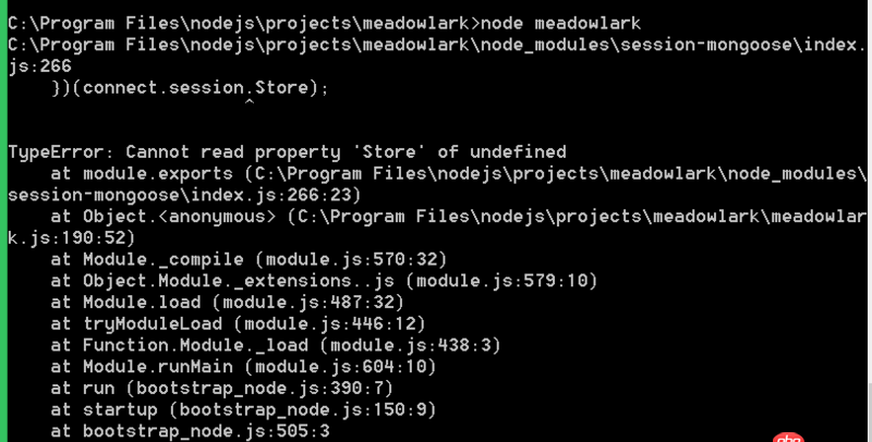 javascript - Node與Express開發(fā)中的用MongoDb存儲(chǔ)會(huì)話數(shù)據(jù)問題，按照書敲的，出現(xiàn)了如下問題，搜索已久找不到答案，特意想大家請(qǐng)教
