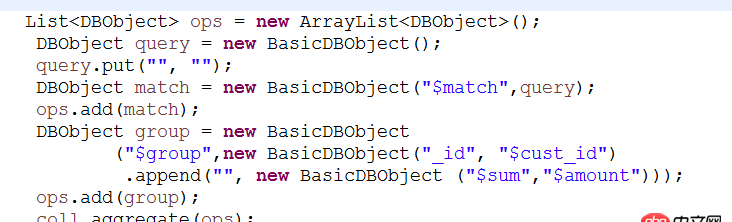 mongodb 3.4 如何使用java語言操作 aggregate函數(shù) 初學(xué)者 請高人們指點指點。