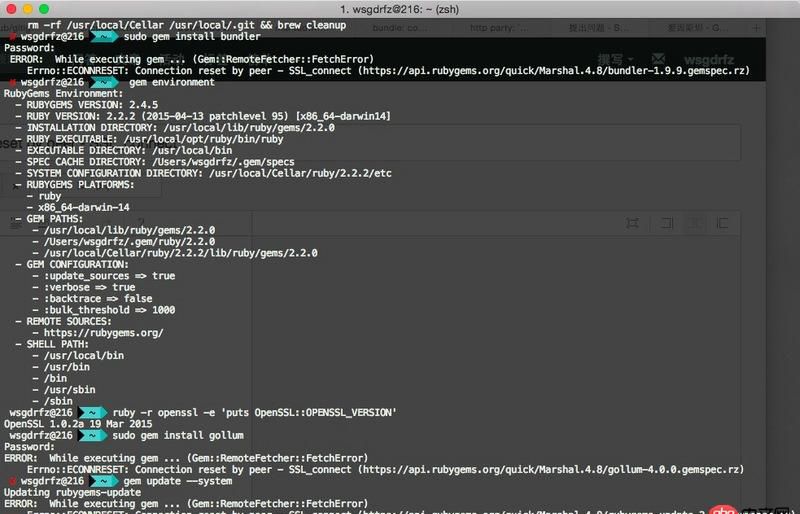 ruby - 使用gem時(shí)出現(xiàn)問題 Connection reset by peer - SSL_connect